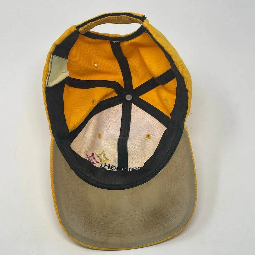 Vintage Pittsburgh Steelers Hat Gold Strapback NFL Football Cap Embroidered